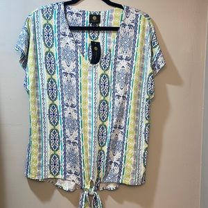 JM COLLECTION- Blue Oasis - Pat Green Color combination - Size Medium